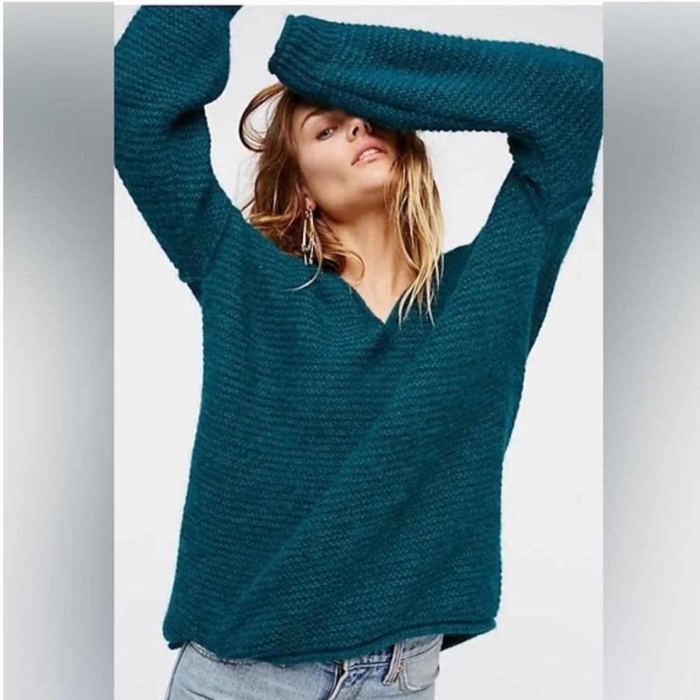 Free people Womens green all mine sweater oversized alpaca cotton blend L